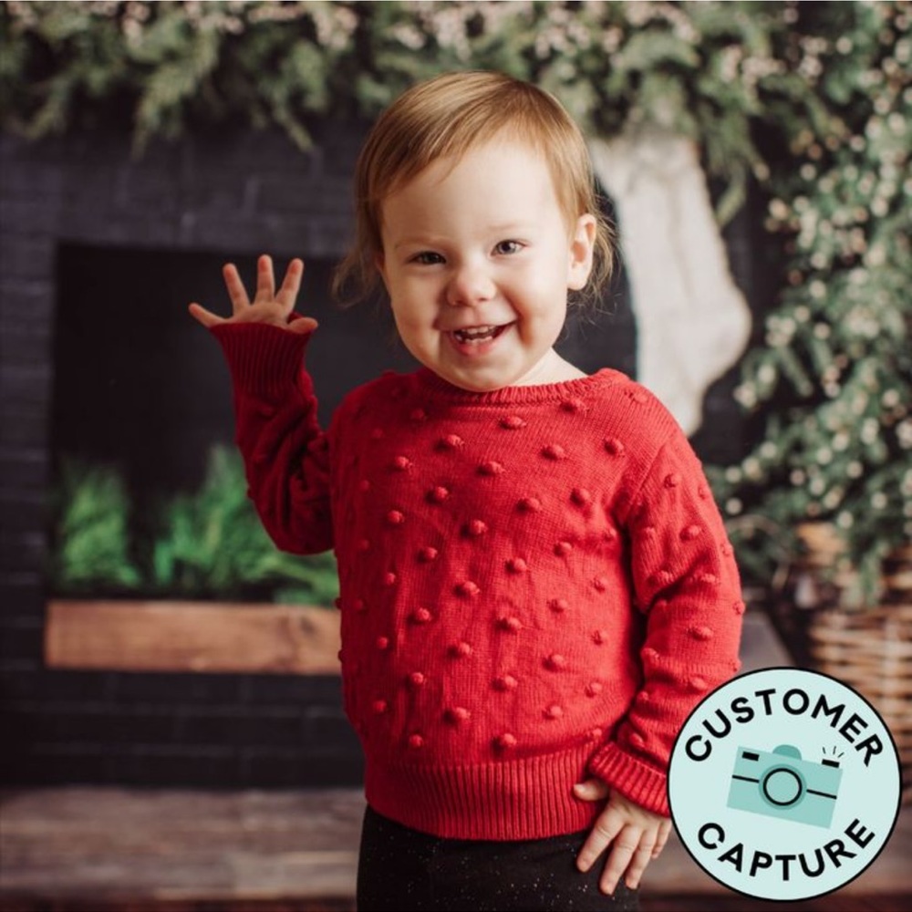 Little Sleepies Holiday Red Pom Pom Sweater - Play by LS (unisex)